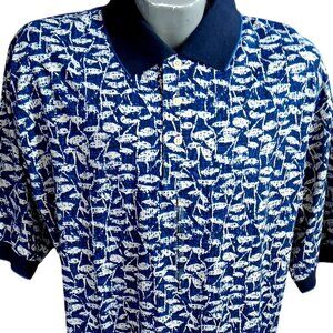 NEW Men's Polo Shirt Large Golf Steve Stricker Fairway Sport Blue White Print